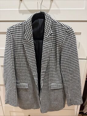 Men's Black & White Houndstooth Blazer